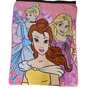 DISNEY‎ Princess Blanket Aurora Cinderella Rapunzel Belle Soft Fleece Throw Pink